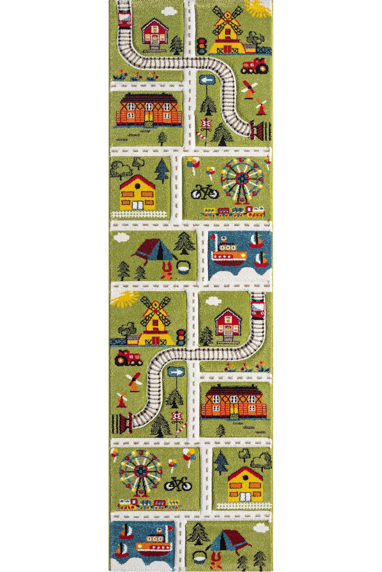 Large View Speedy Kids Town Road Rug