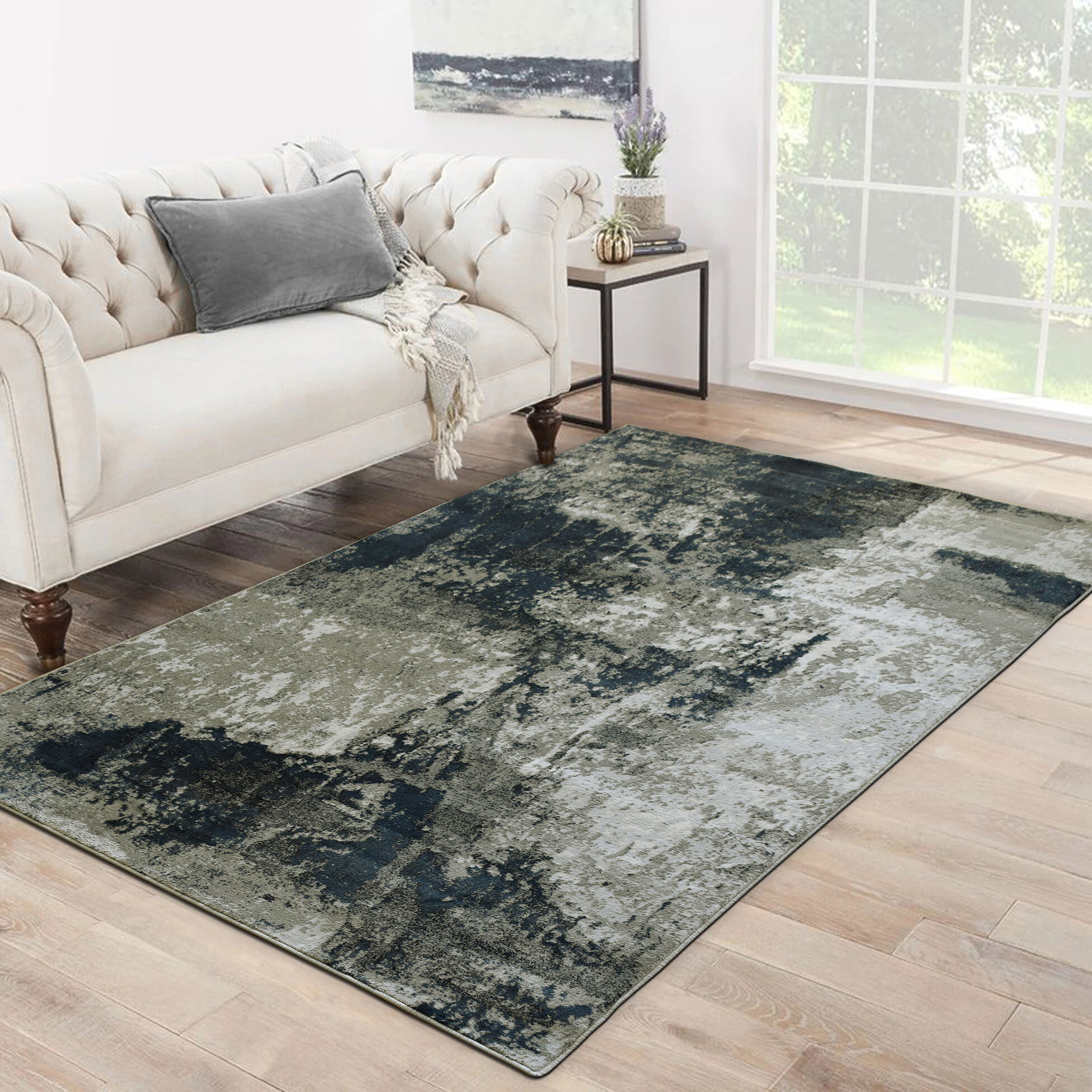 Valentino Black Abstract Rug