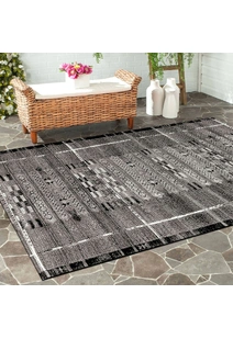 Aperto Black Tribal Pattern Rug