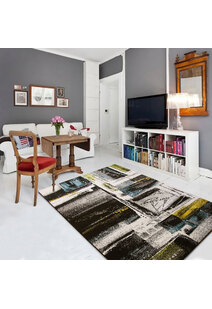 Ellen Black Modern Abstract Rug