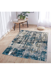 Kupa Blue Abstract Shaggy Rug