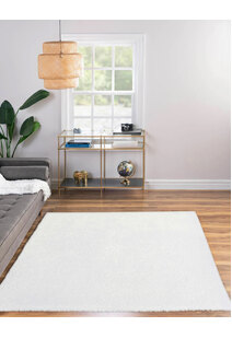 Luxe Plain Ivory Shaggy Rug