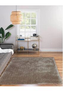 Luxe Plain Brown Shaggy Rug