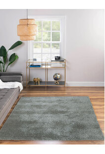 Luxe Plain Silver Shaggy Rug