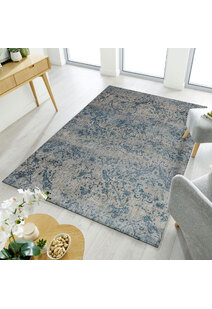 Melanie Blue Overdyed Floral Rug