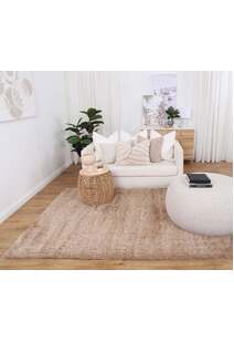 Palace Plain Beige Shaggy Rug