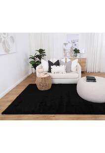 Palace Plain Black Shaggy Rug
