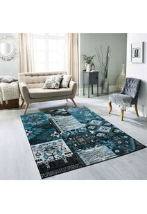 Paris Carved Blue Patchwork Rug