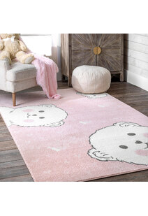 Poppy Pink Teddy Bear Kids Rug