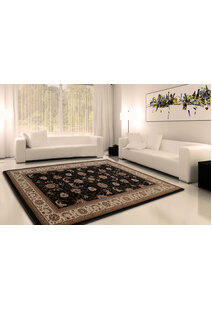 Star Black Traditional Oriental Rug