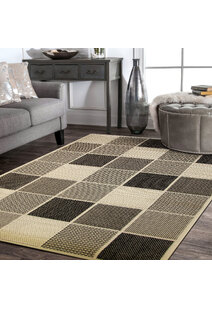 Storm Ivory Square Pattern Rug