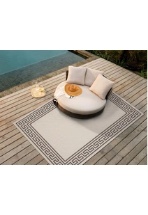 Soleil Ivory Greek Key Border Rug