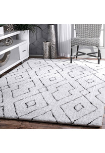 Symphony Moroccan White Shag Rug