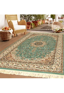 Tapis Blue Traditional Fringed Rug