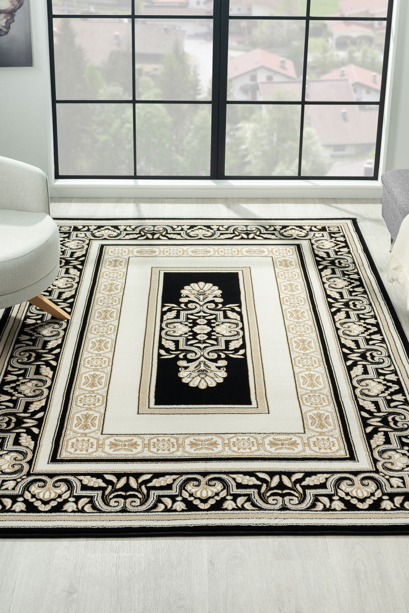 Regent Traditional Rug REG-523BK [Weaves: Power Loomed] [Materials: Synthetics] [Price: $$$] [Style: Traditional] [Size: 290x200 cm] [Colours: Black &