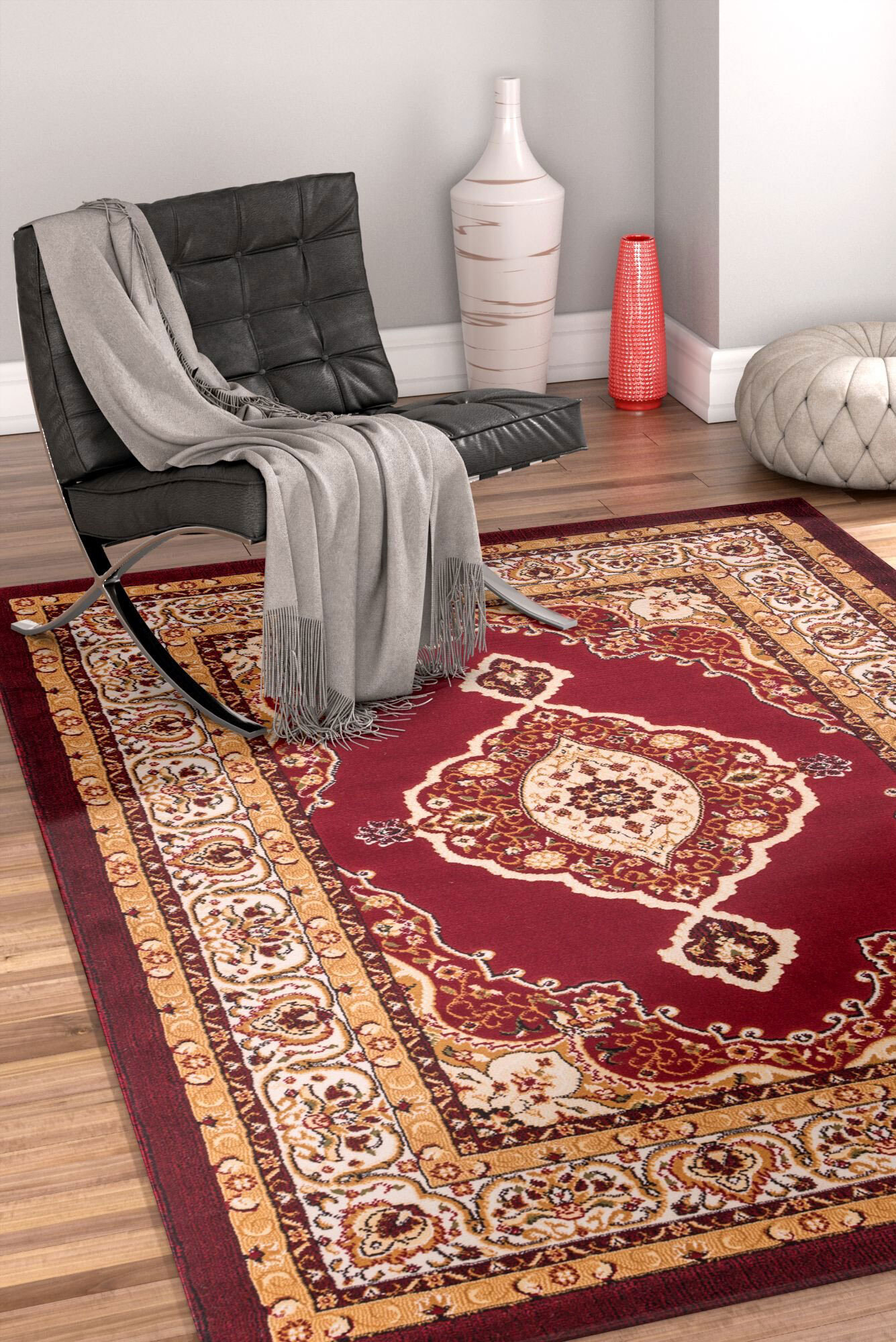 Atlanta Red Classic Medallion Rug(Size 170 x 120cm)