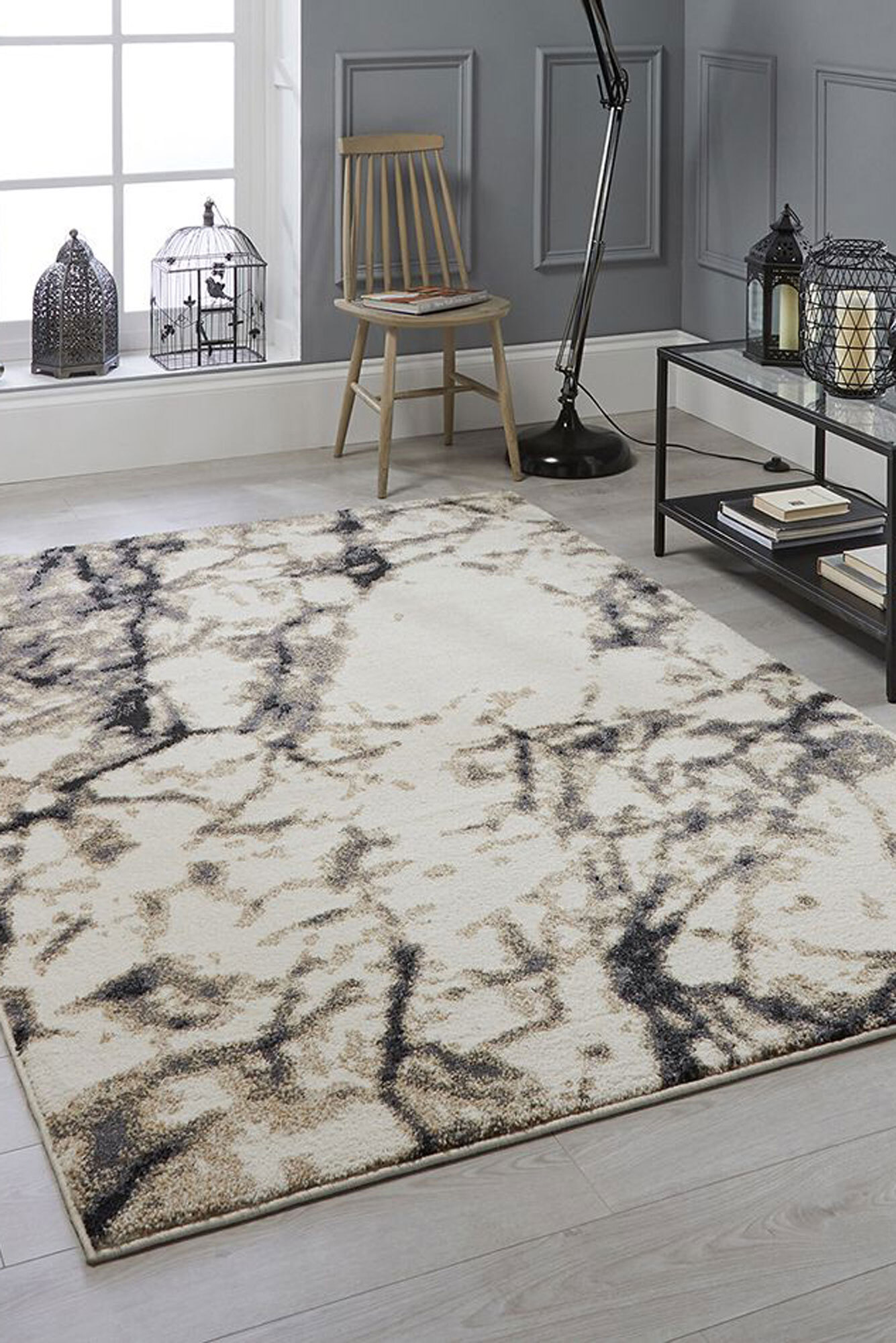 Alex Beige Marble Pattern Rug(Size 170 x 120cm)