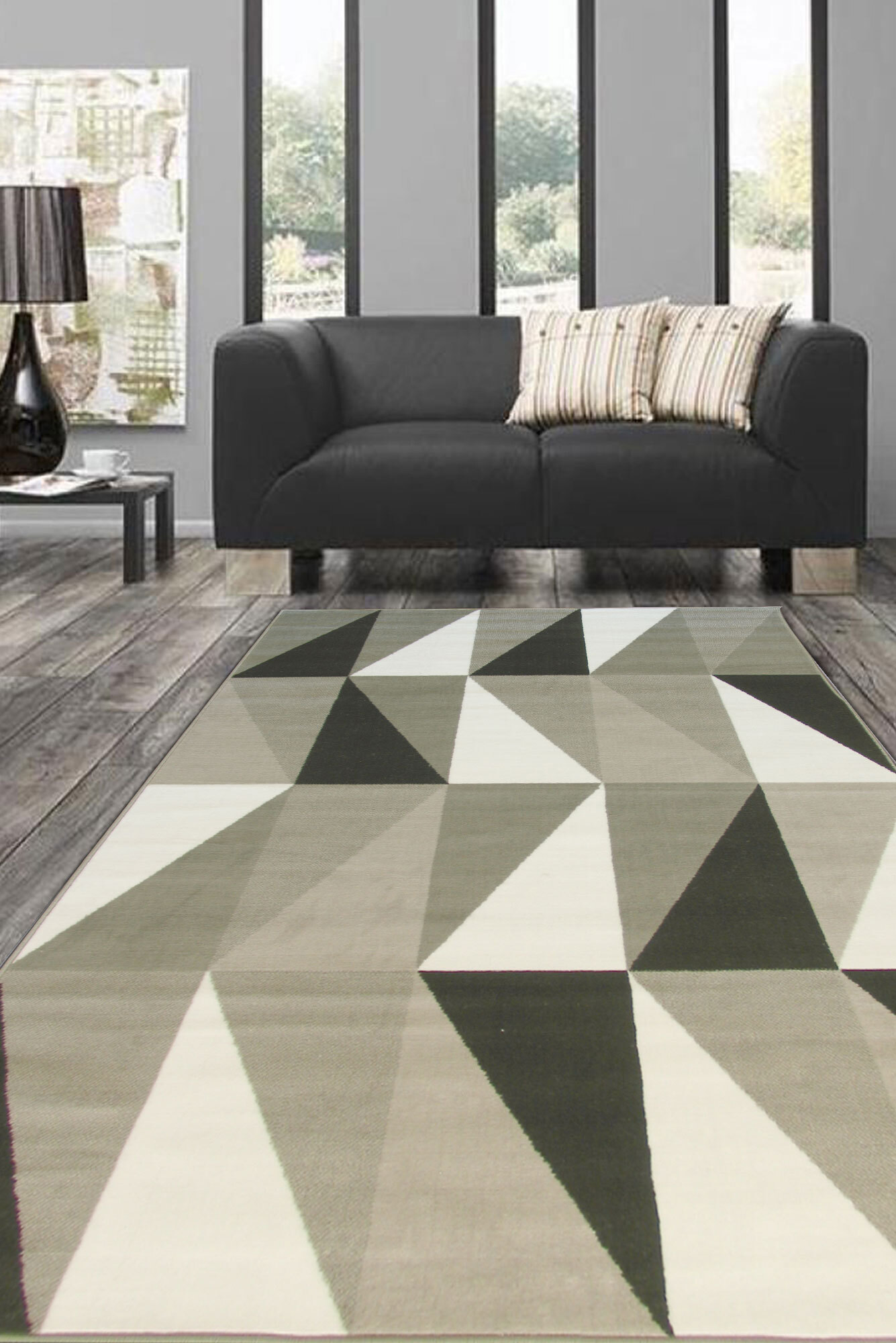 Atlanta Modern Grey Triangle Rug(Size 120 x 70cm)