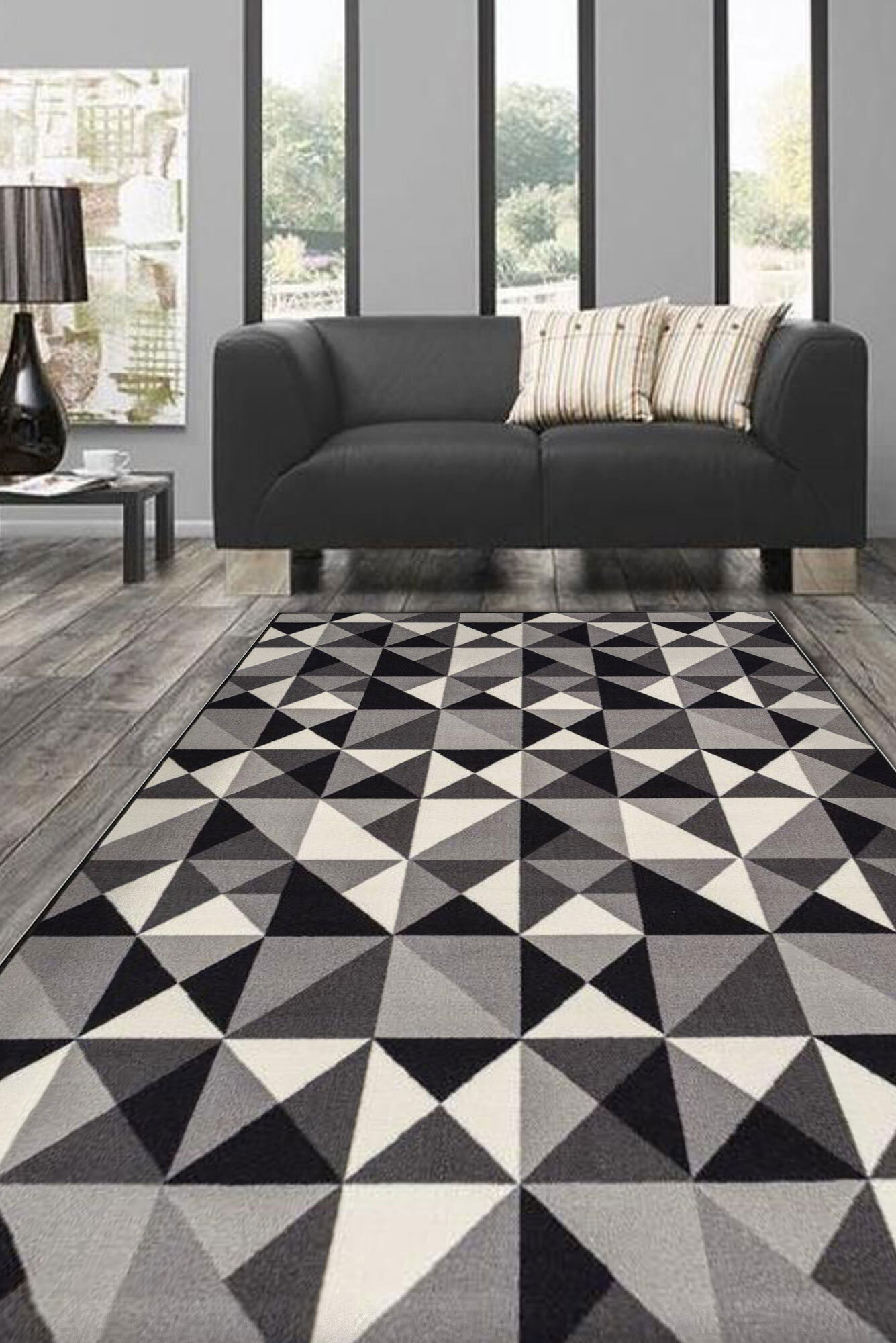 Atlanta Geometric Triangle Grey Rug(Size 170 x 120cm)