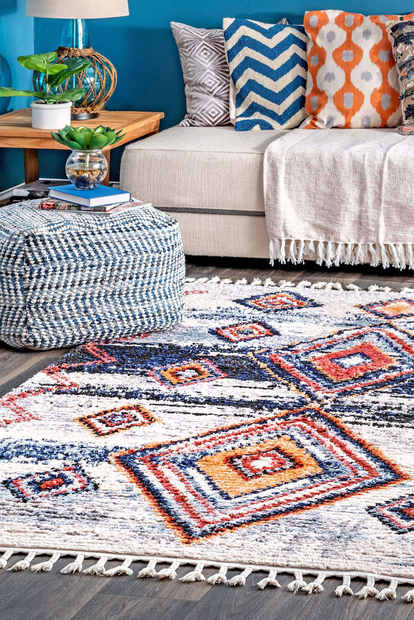 Large View Amara Diamond Moroccan Rug(Size 180 x 120cm)