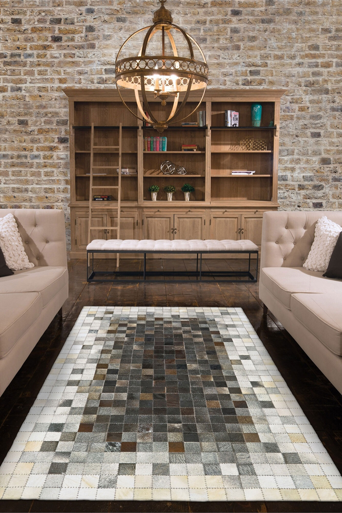 Large View Atlas Cowhide Leather Rug(Size 210 x 150cm)