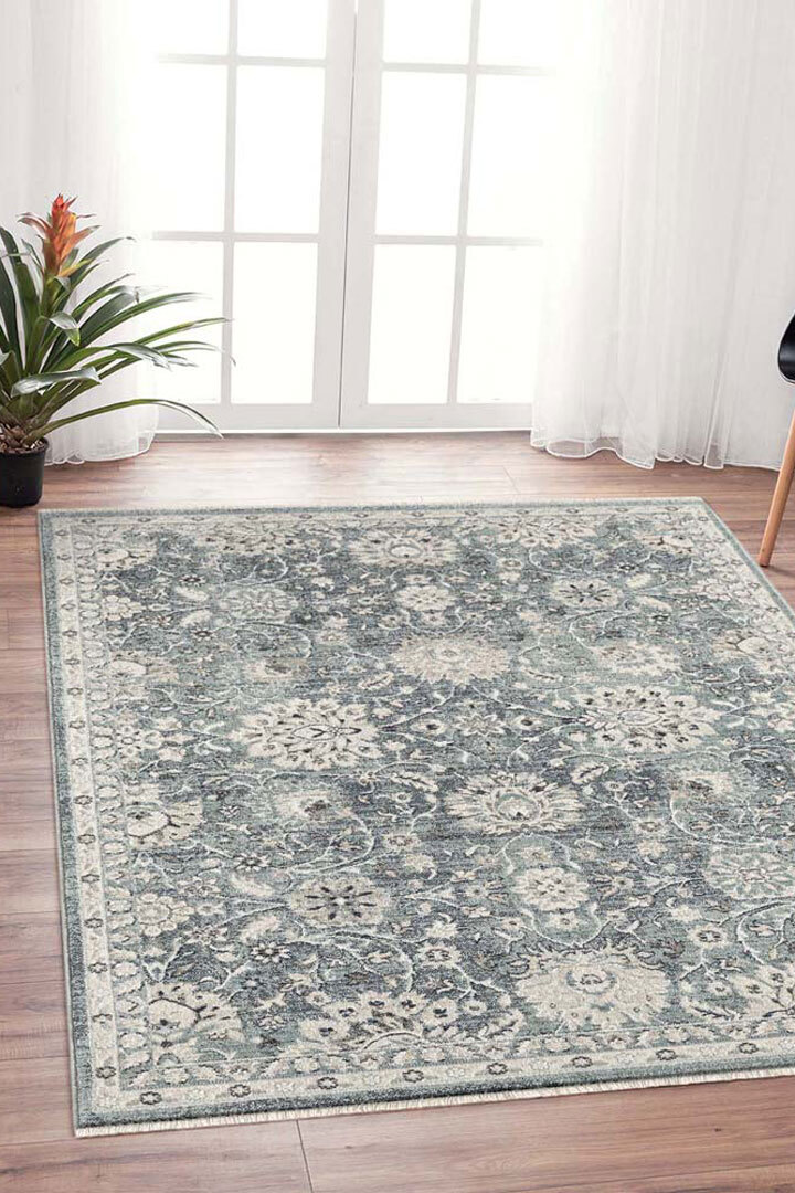 Aden Traditional Blue Floral Rug(Size 170 x 120cm)