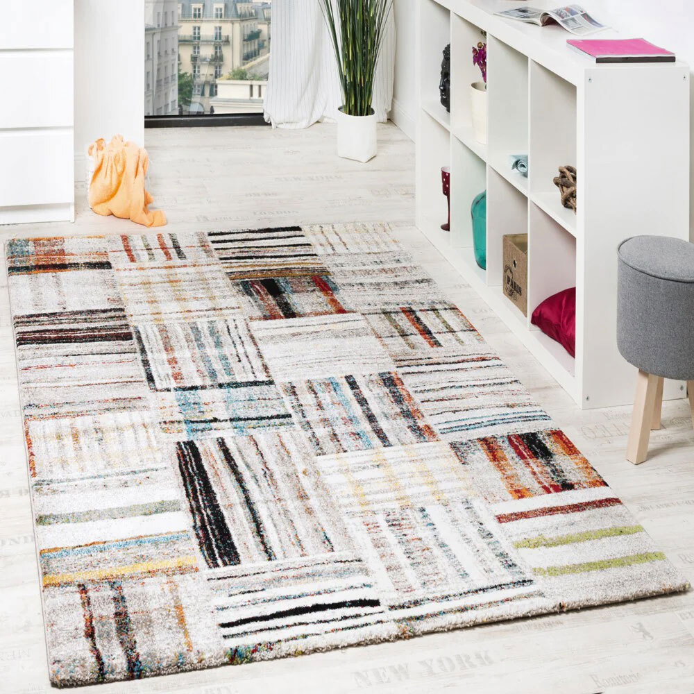 Large View Adobe Beige Square Pattern Rug