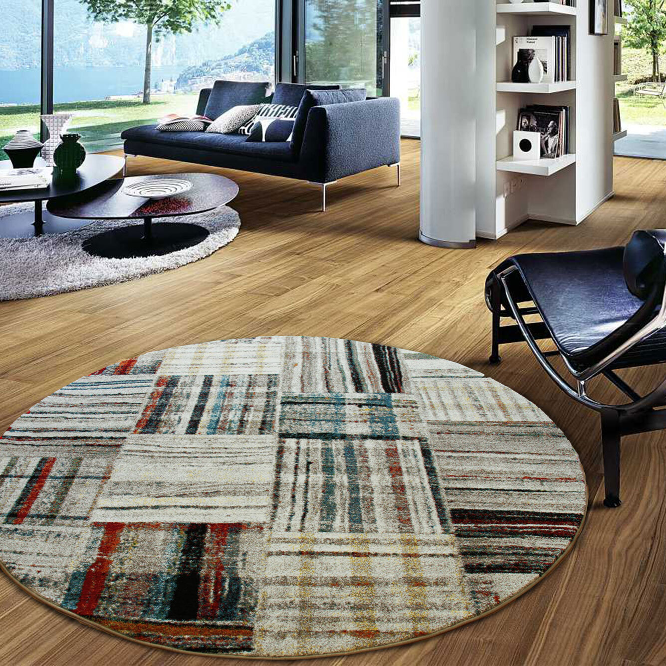 Large View Adobe Beige Square Pattern Rug