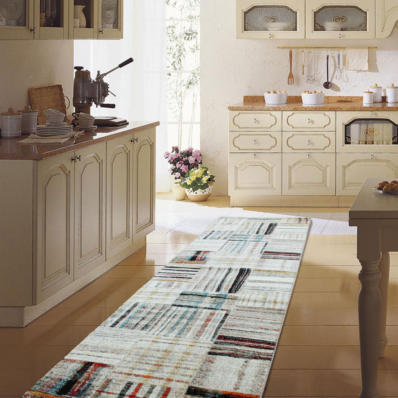 Large View Adobe Beige Square Pattern Rug