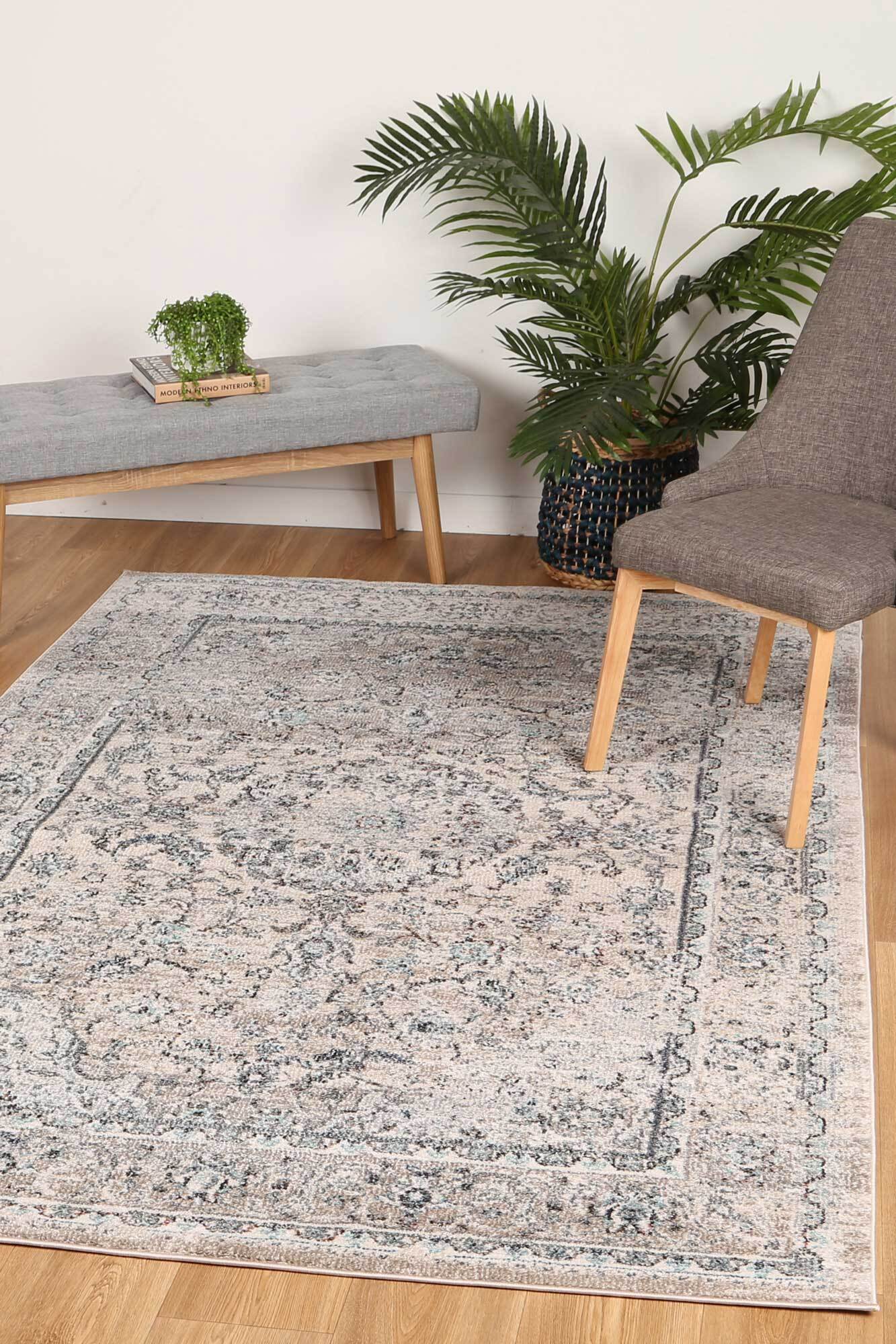 Alani Grey Traditional Floral Rug(Size 230 x 160cm)