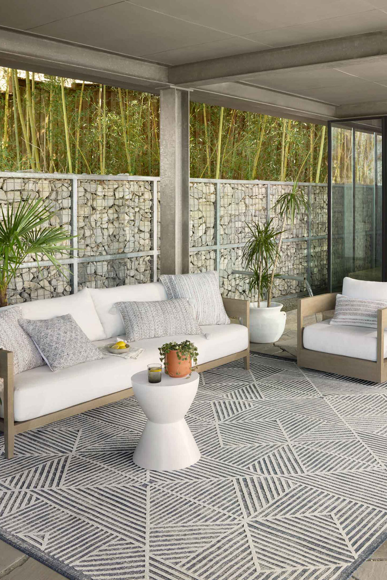 Large View Alfresco Geometric Patio Rug(Size 330 x 240cm)