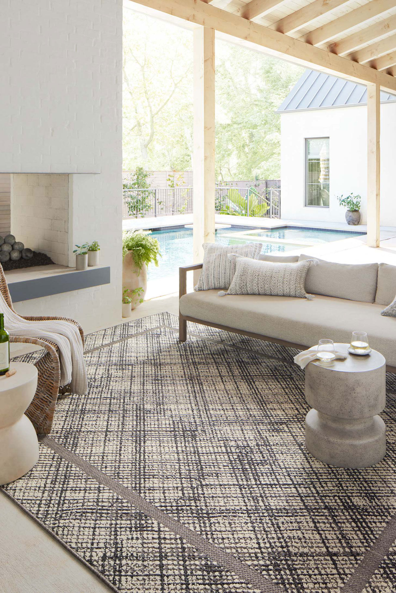 Large View Alfresco Border Patio Rug(Size 290 x 200cm)