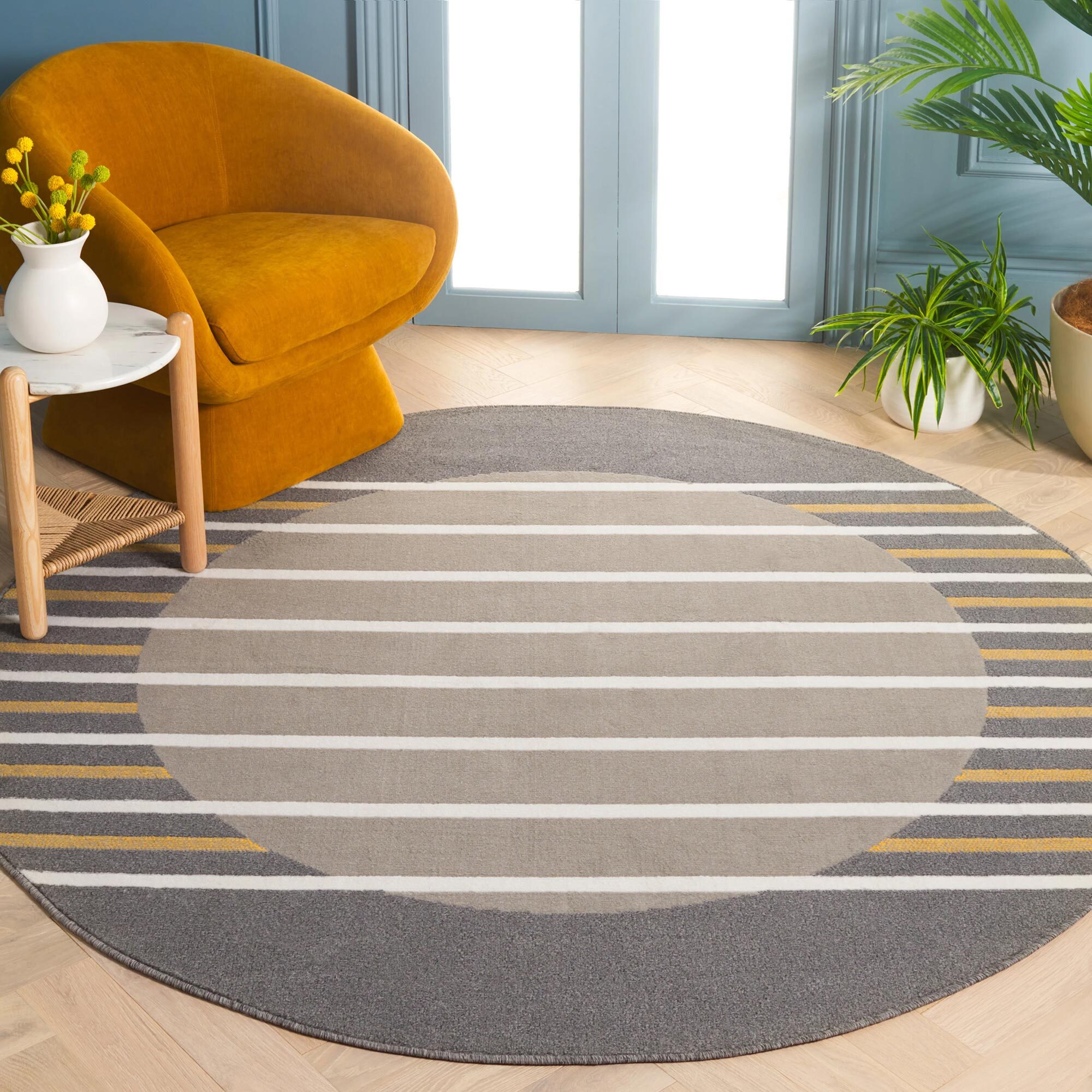 Large View Alfa Modern Striped Border Rug