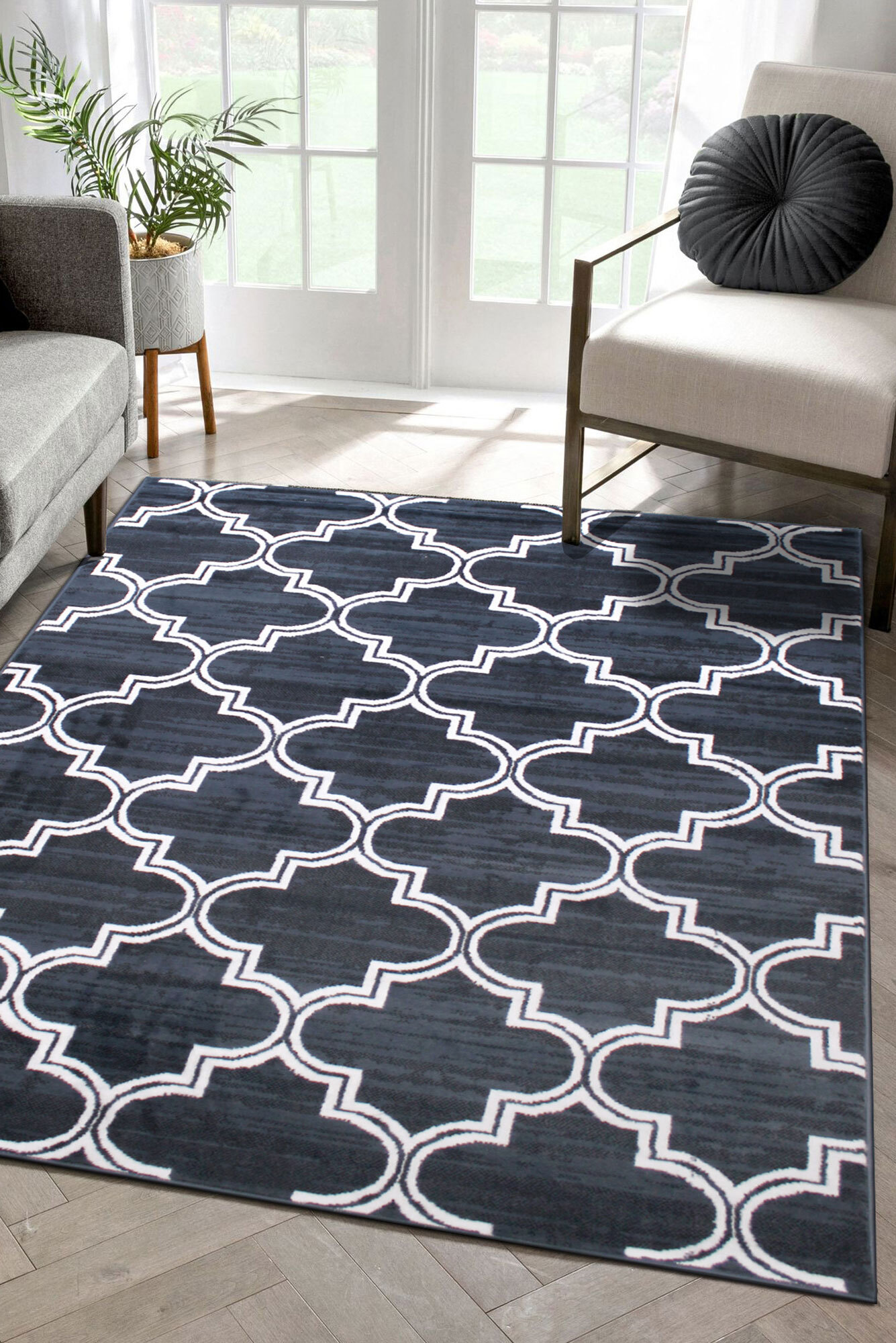 Large View Axel Contemporary Trellis Rug(Size 170 x 120cm)