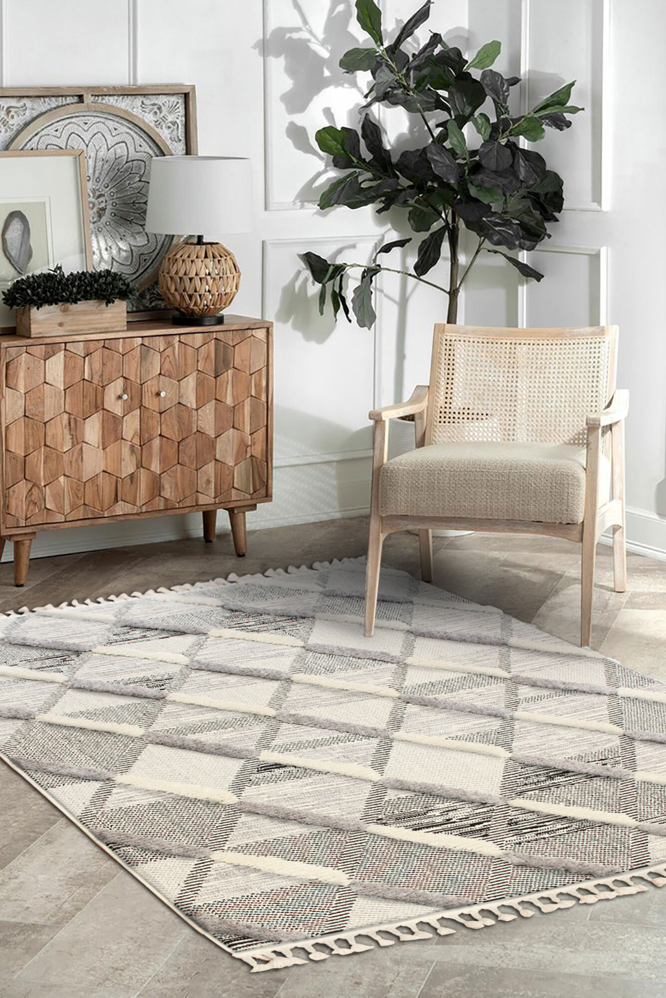 Large View Aroma Diamond Moroccan Rug(Size 180 x 120cm)
