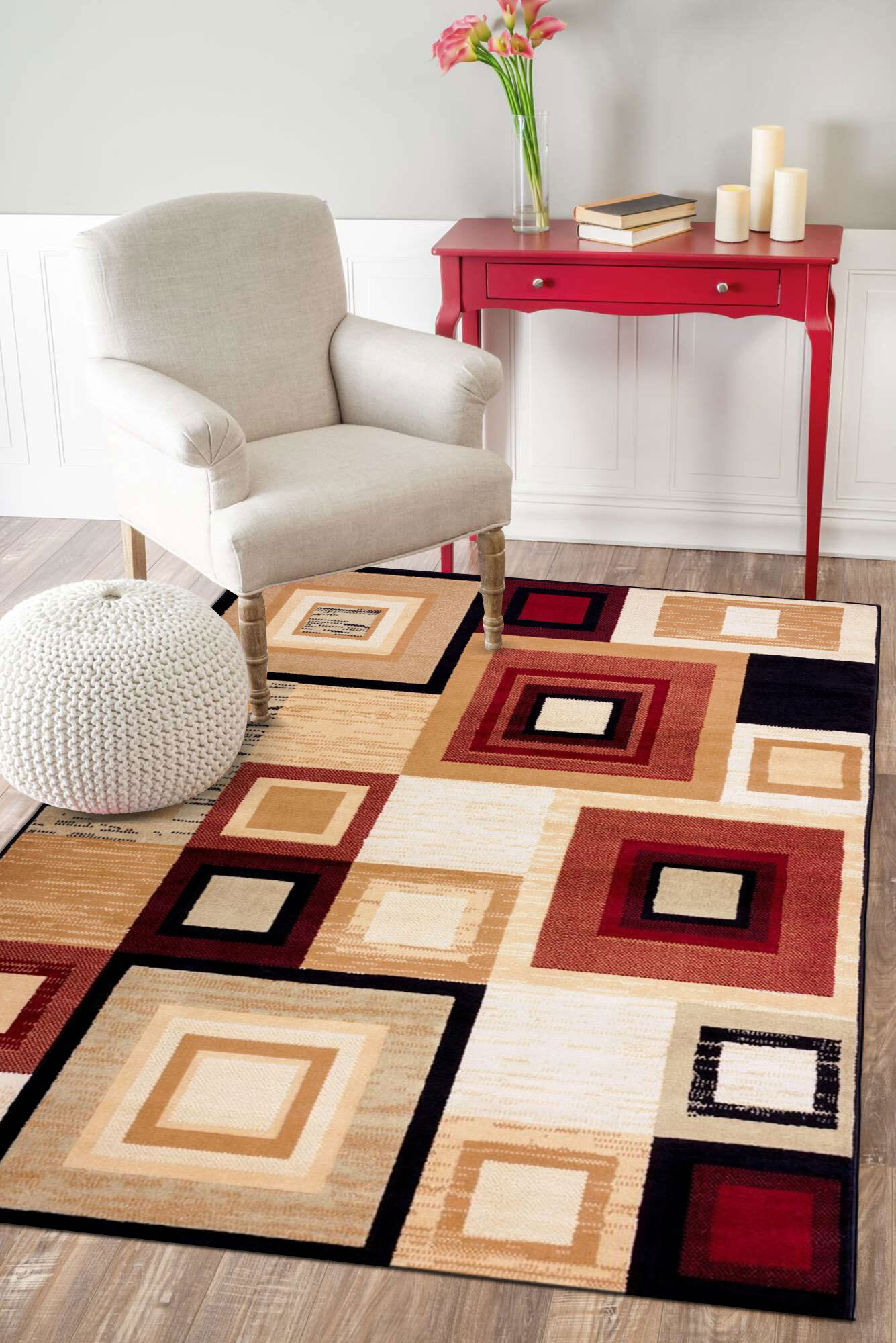 Large View Axel Modern Square Pattern Rug(Size 170 x 120cm)
