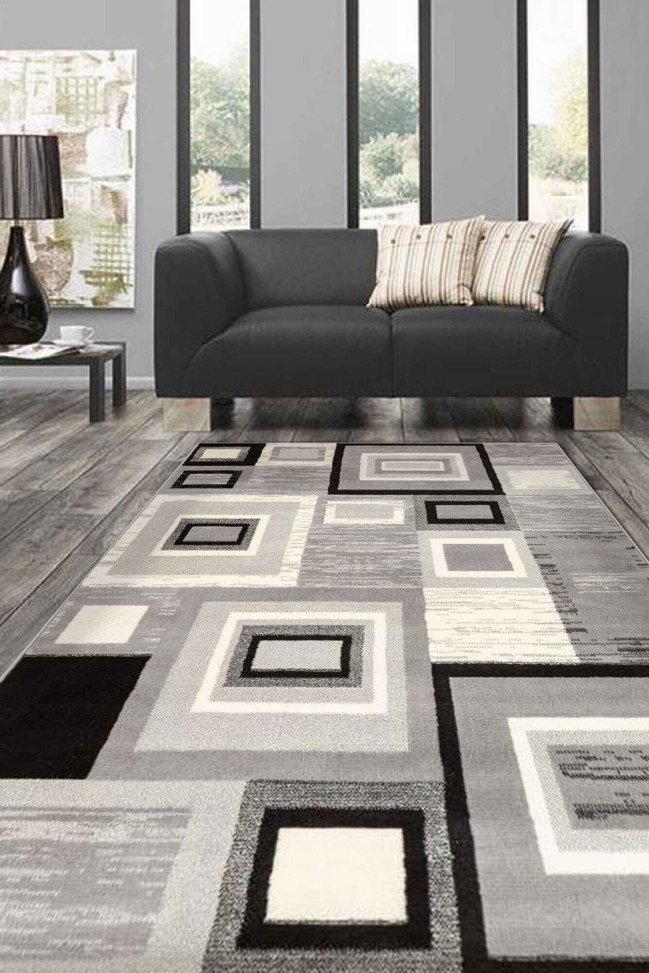 Large View Axel Modern Square Pattern Rug(Size 170 x 120cm)
