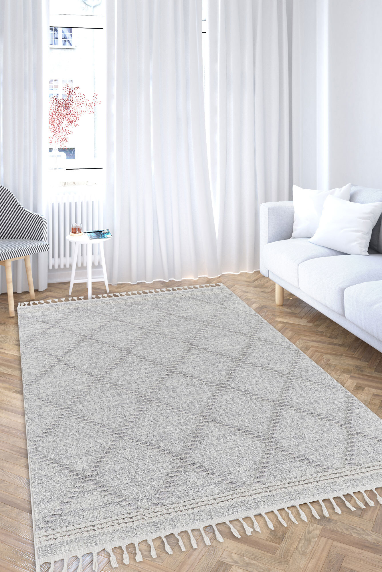 Large View Aroma Fringed Moroccan Rug(Size 180 x 120cm)