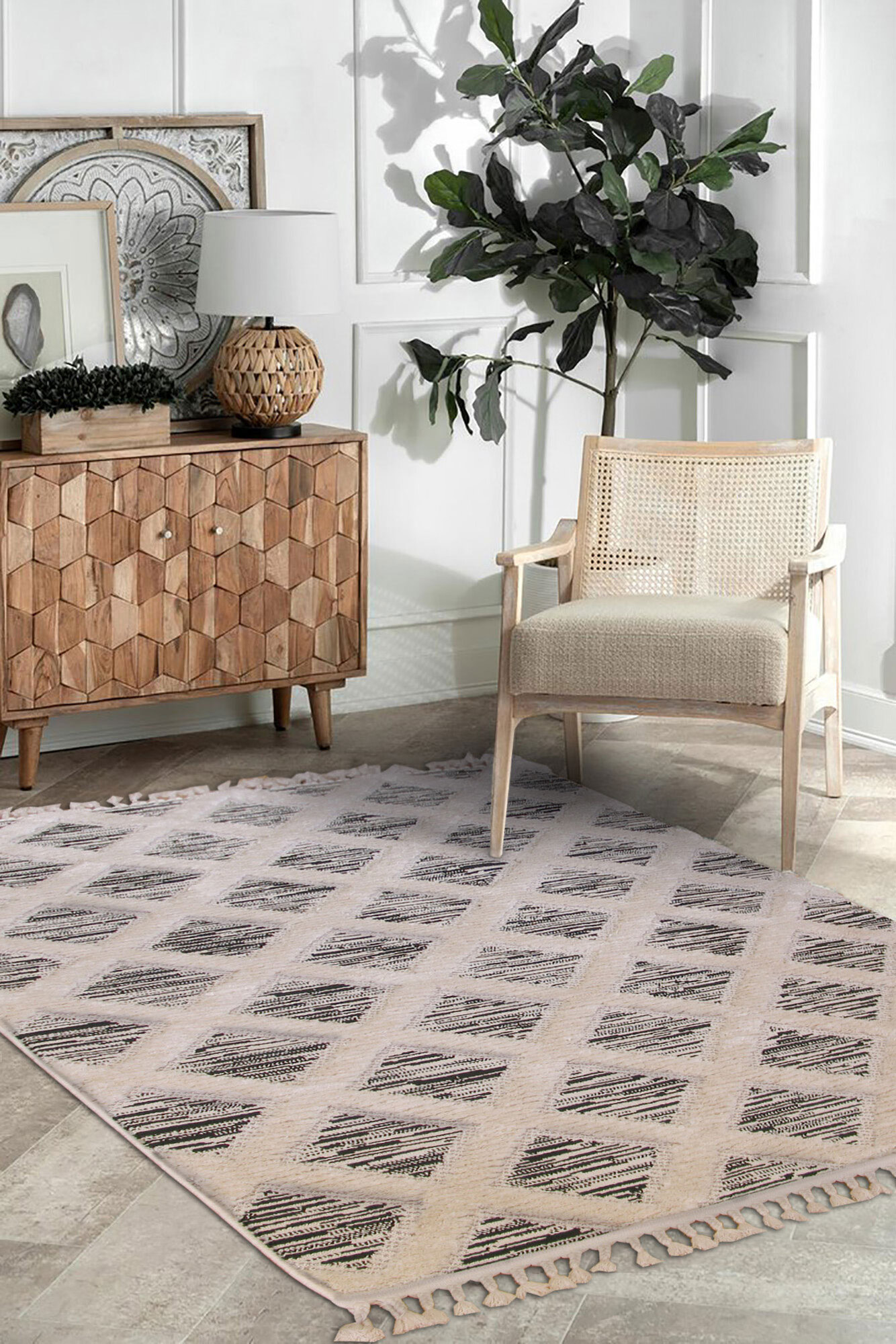 Aroma Fringed Moroccan Rug(Size 180 x 120cm)