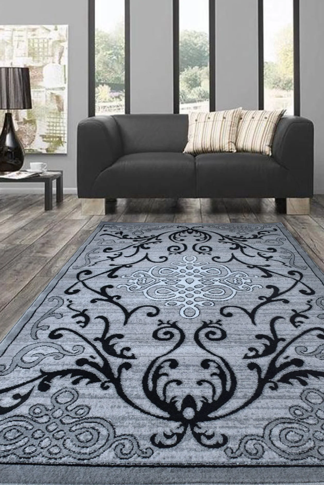 Americo Grey Medallion Rug(Size 230 x 70cm) RUNNER