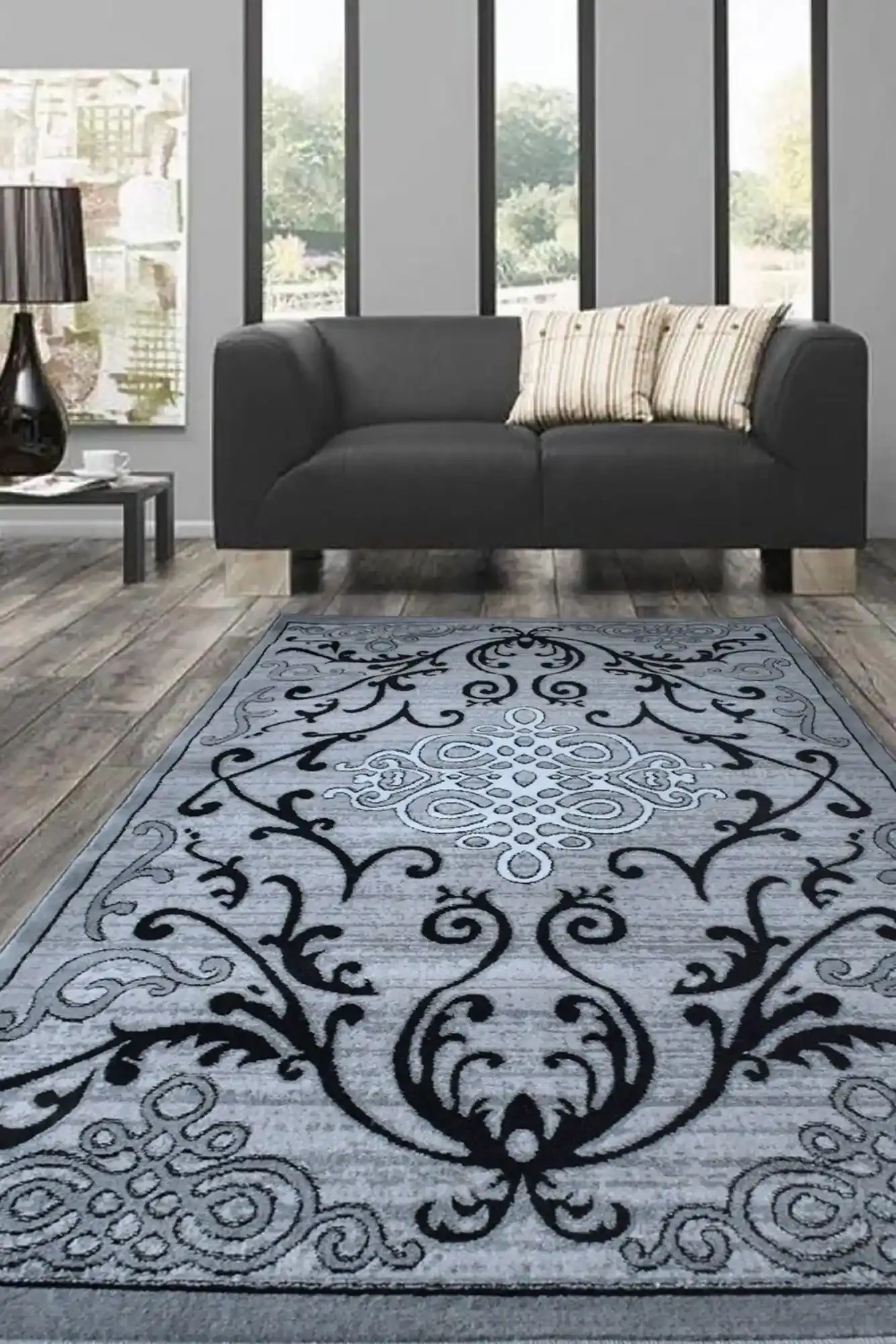 Americo Grey Medallion Rug(Size 300 x 70cm) RUNNER
