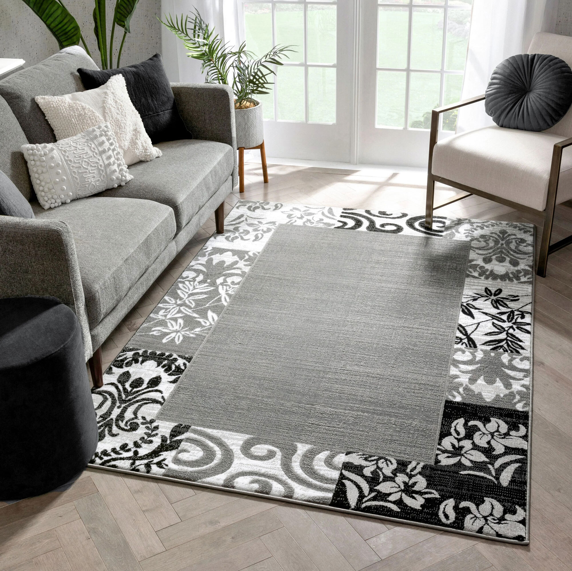 Large View Americo Floral Border Rug