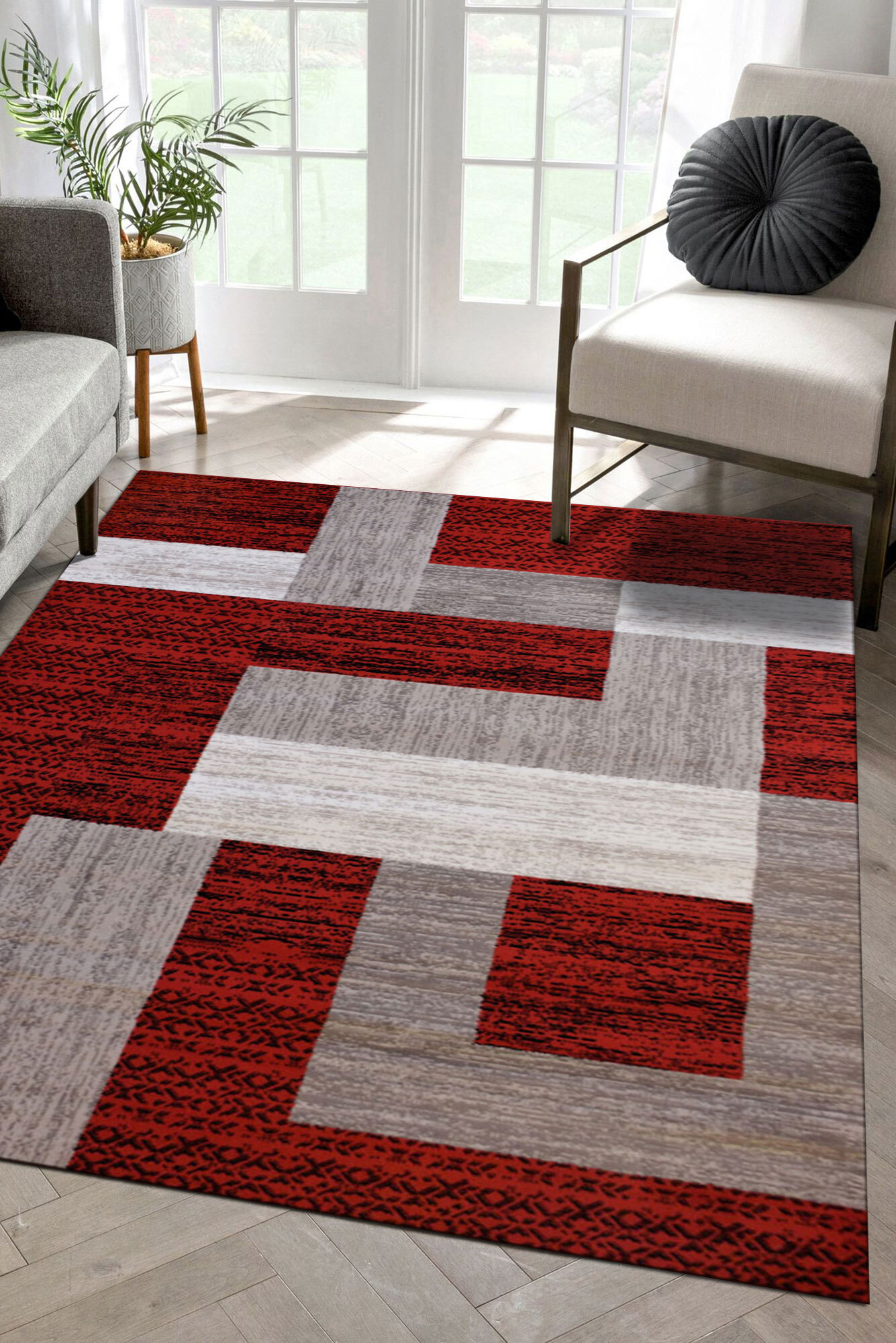 Large View Americo Modern Geometric Rug(Size 300 x 70cm) RUNNER