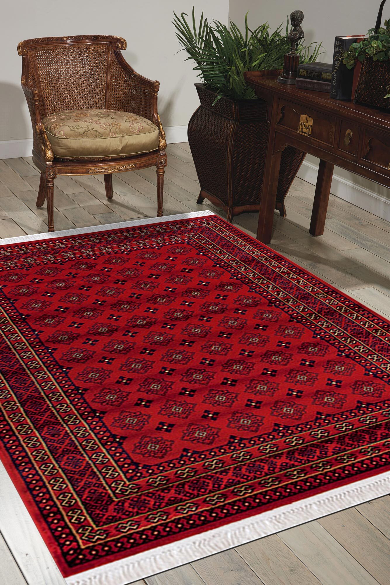 Classic Red Afghan Geometric Rug(Size 290 x 200cm)