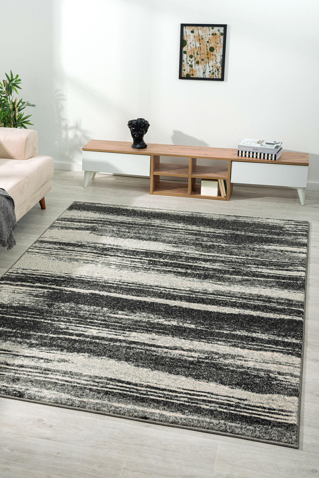 Antonio Striped Rug Charcoal Rugs Free Shipping