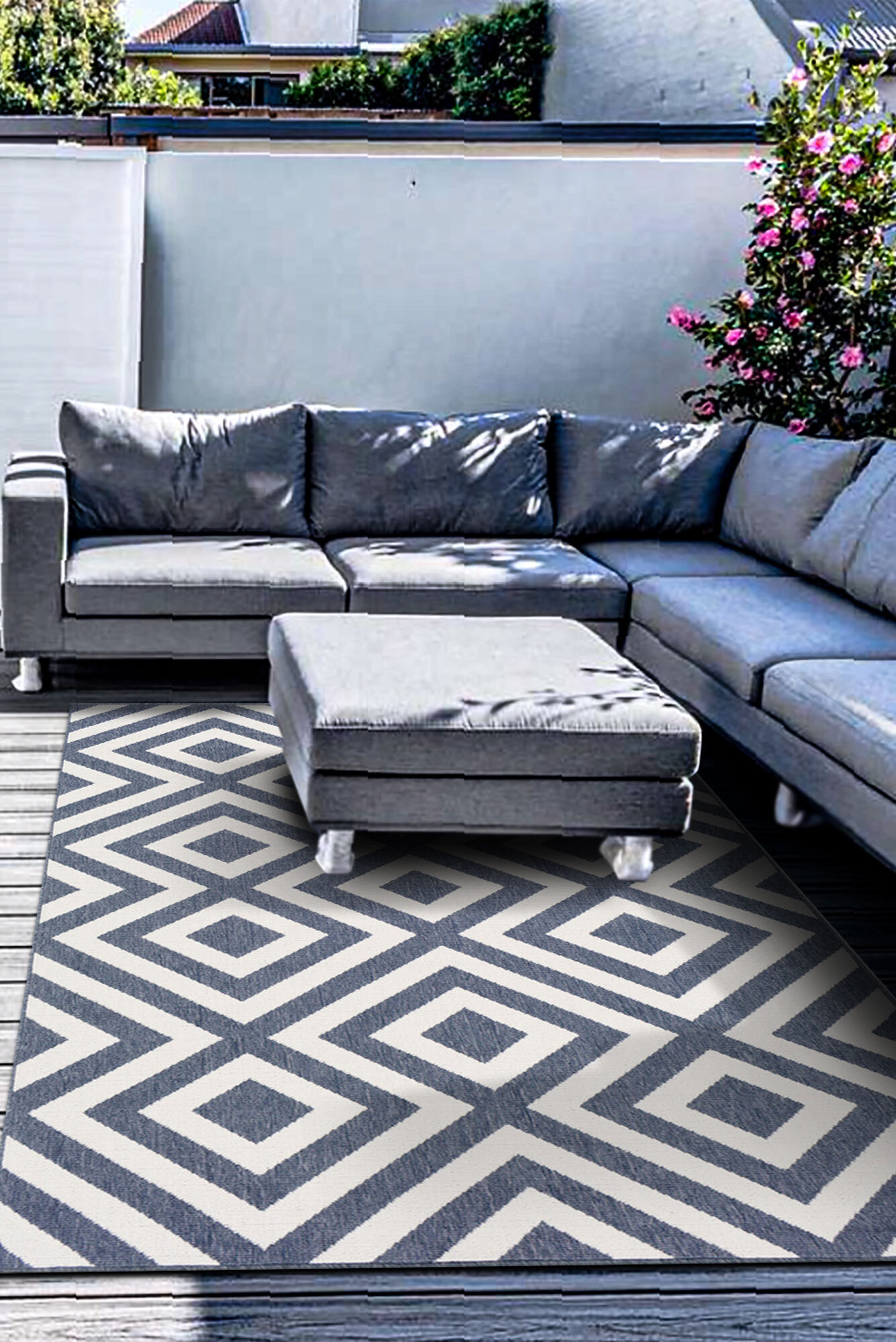 Large View Ambient Geometric Outdoor Rug(Size 170 x 120cm)
