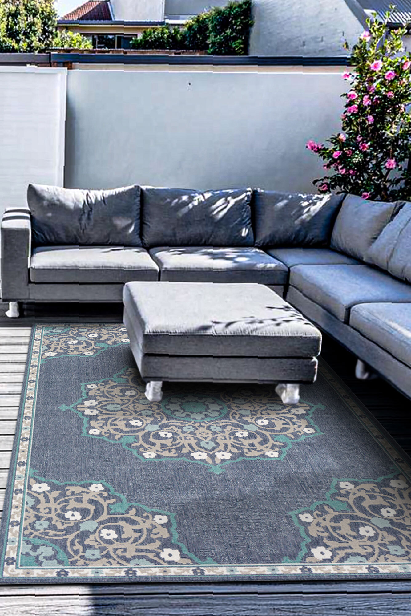 Ambient Medallion Outdoor Rug(Size 170 x 120cm)