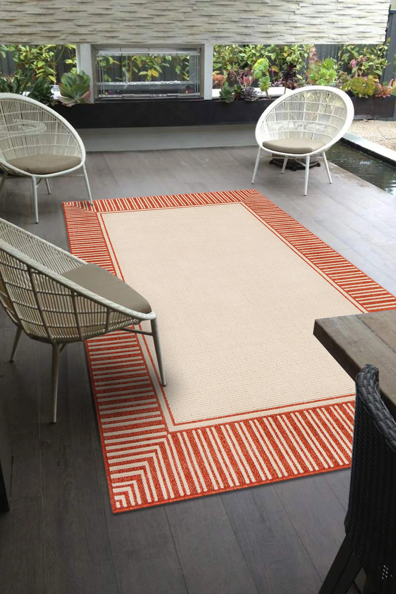 Ambient Red Indoor Outdoor Rug(Size 170 x 120cm)