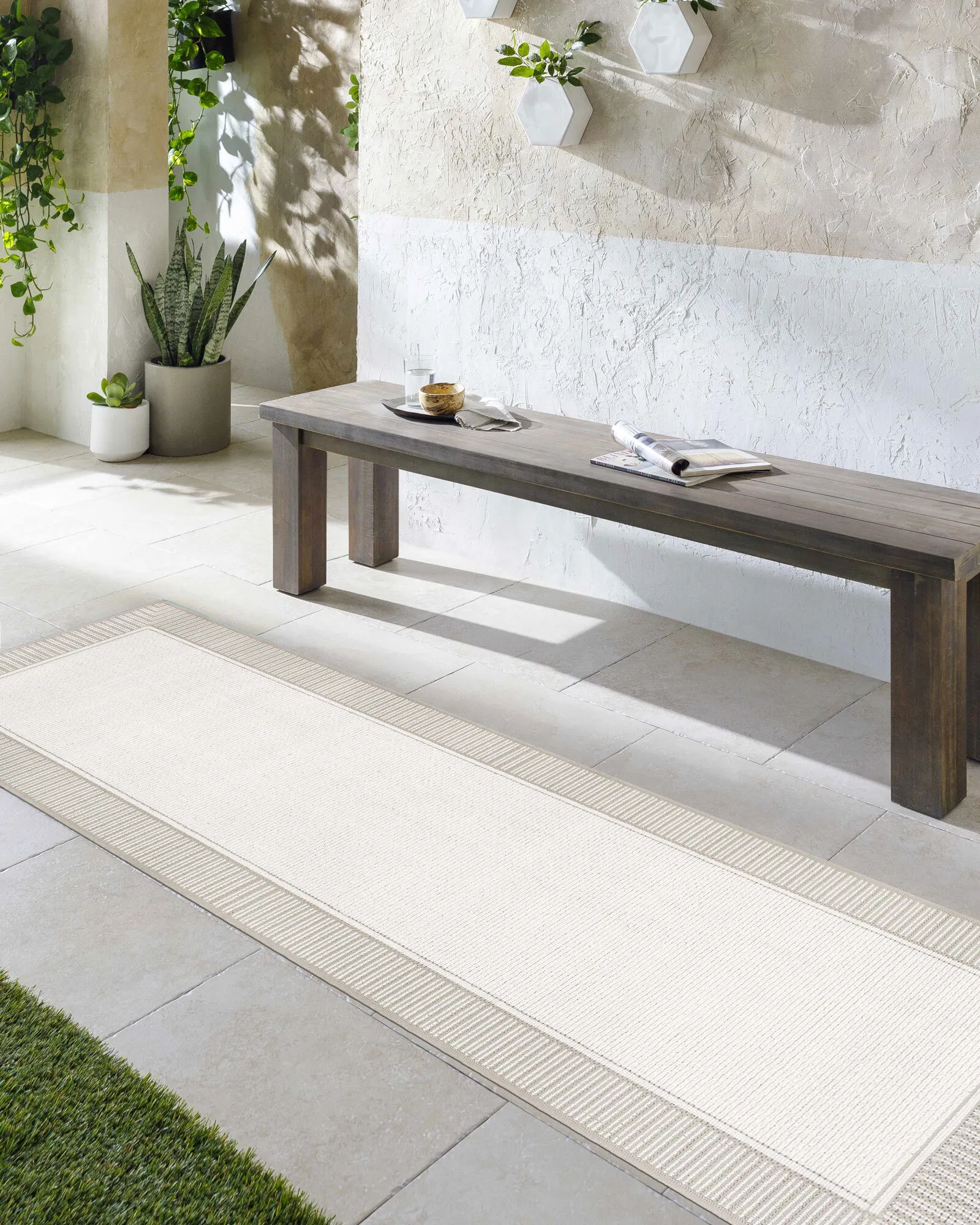 Large View Ambient Tan Indoor Outdoor Rug
