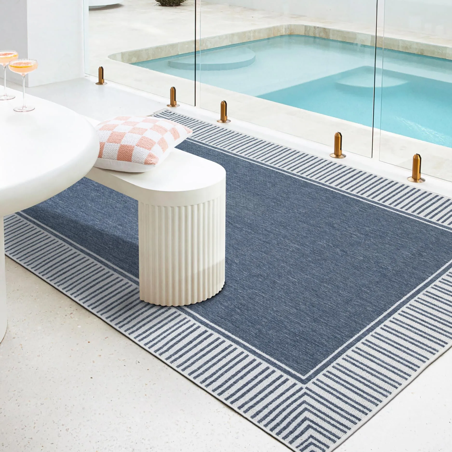 Large View Ambient Blue Indoor Outdoor Rug